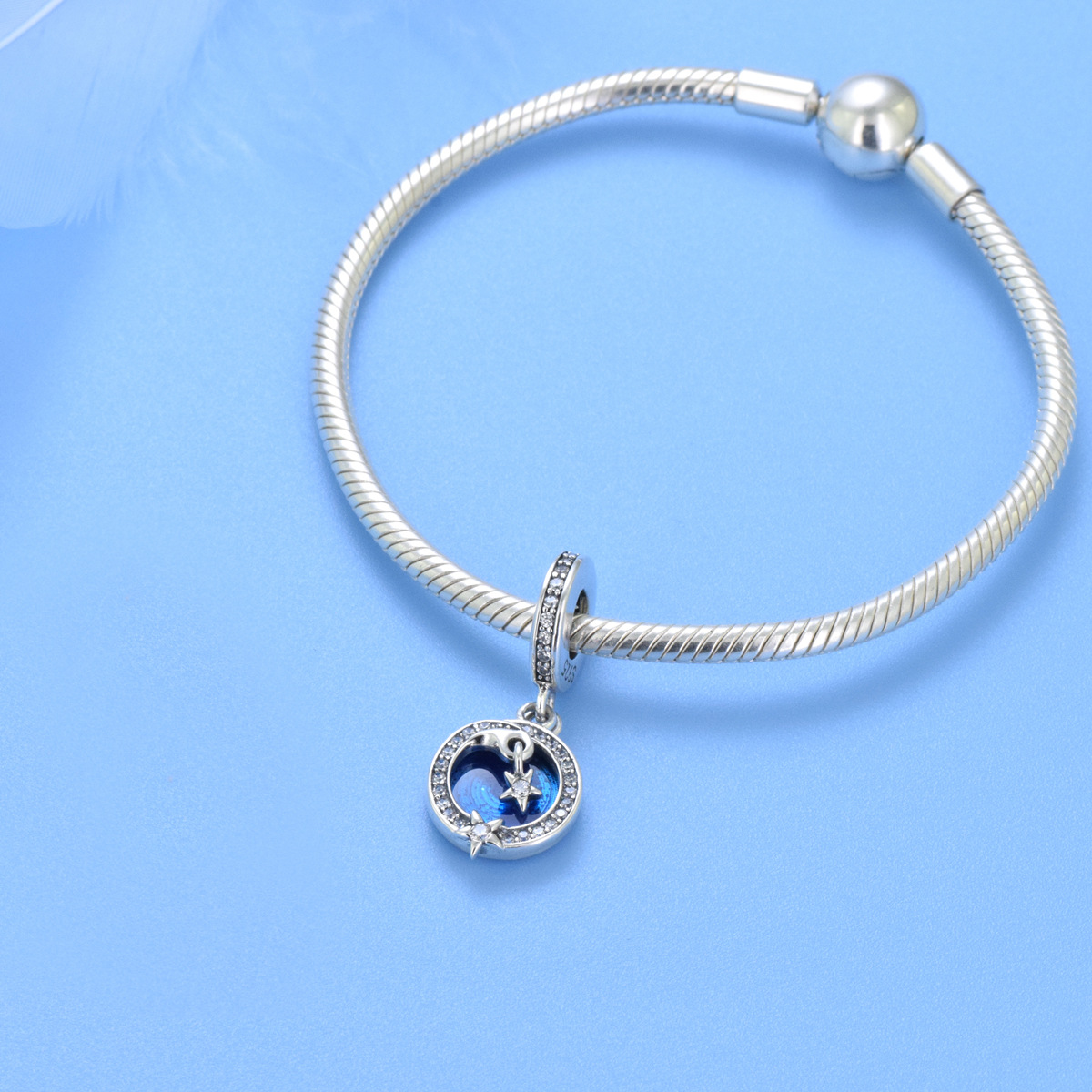 S925 sterling silver bead DIY pendant with dazzling starry sky - Image 4