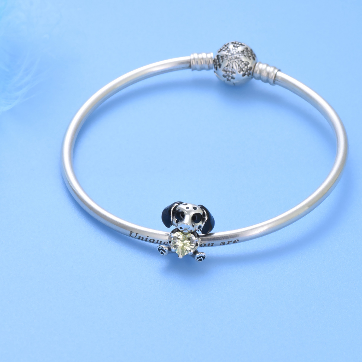 S925 sterling silver bead DIY pendant with spotted dog - Image 4