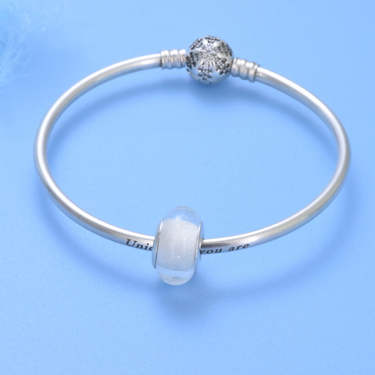 S925 sterling silver bead DIY pendant snowflake glass beads - Image 4