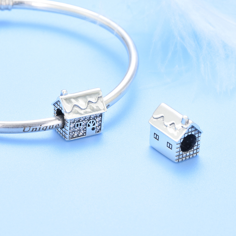 S925 sterling silver bead DIY pendant house - Image 4