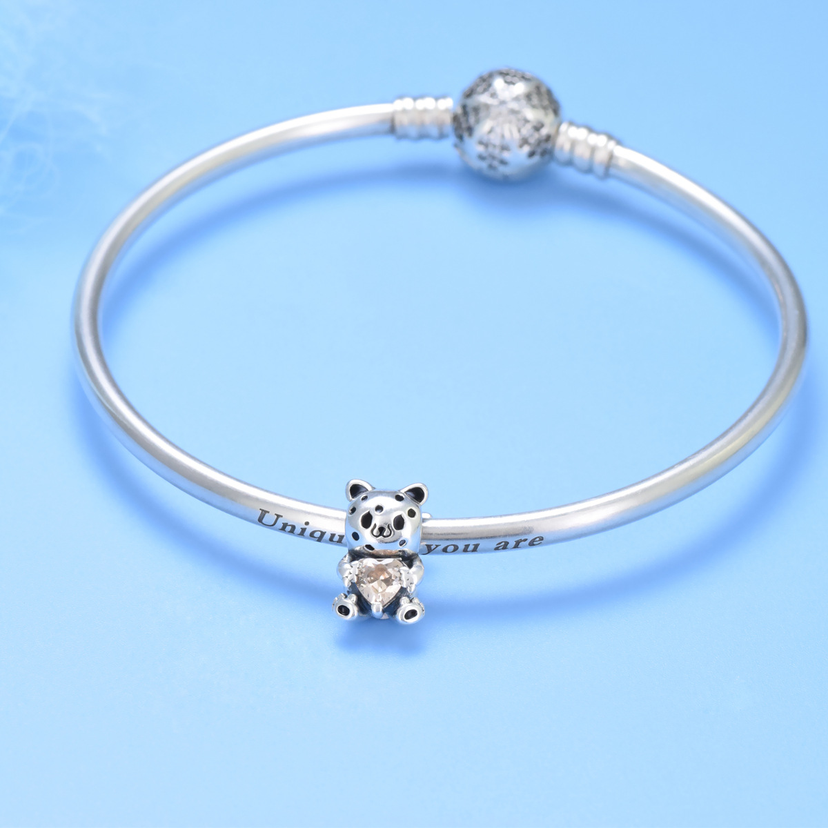 S925 sterling silver bead DIY pendant teddy bear - Image 4