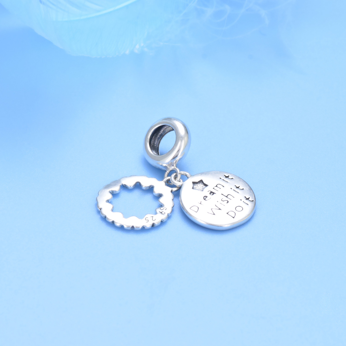 S925 Pure Silver Bead DIY Pendant Love - Image 4