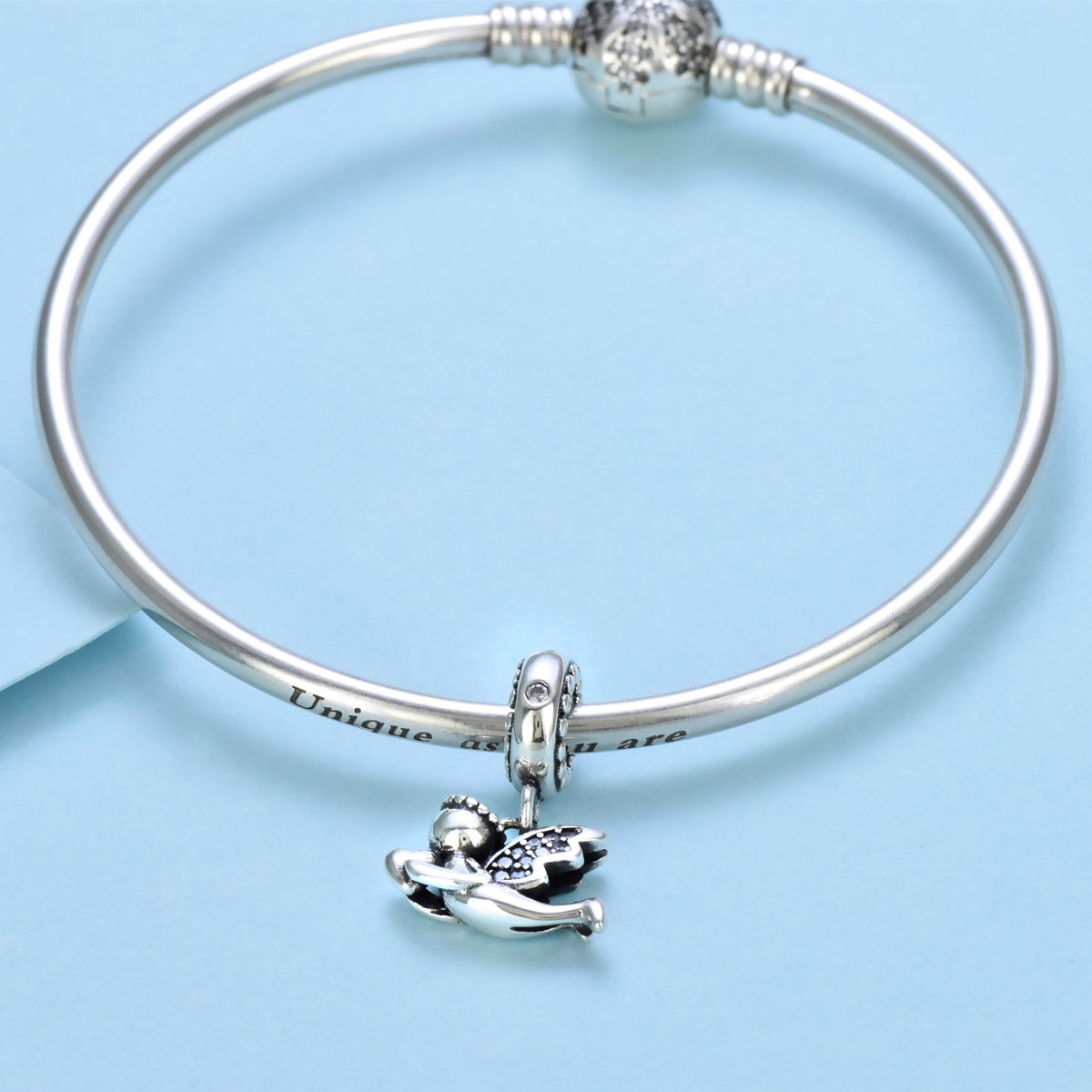 S925 sterling silver bead DIY pendant Angel Wings - Image 4