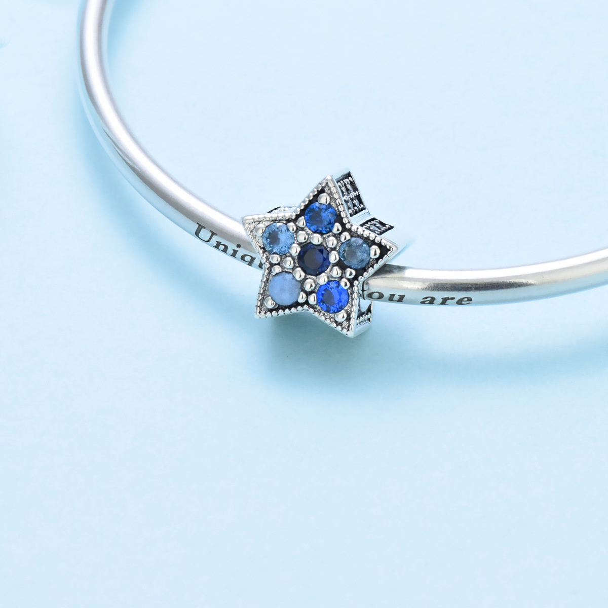 S925 sterling silver bead DIY pendant pentagram - Image 4