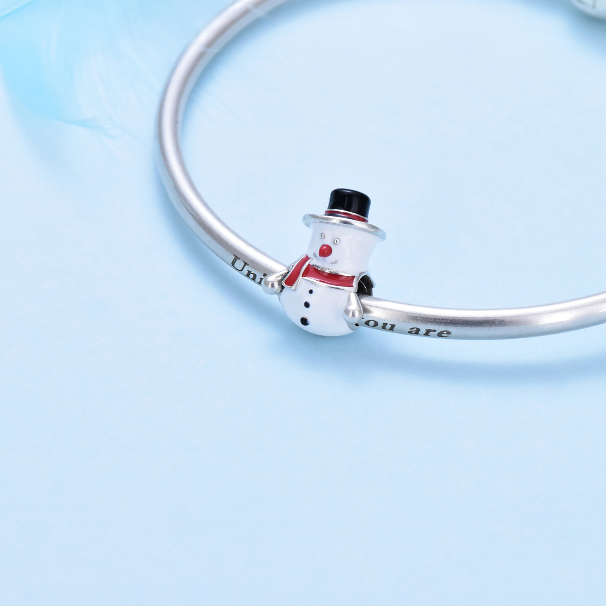 S925 sterling silver bead DIY pendant snowman - Image 4