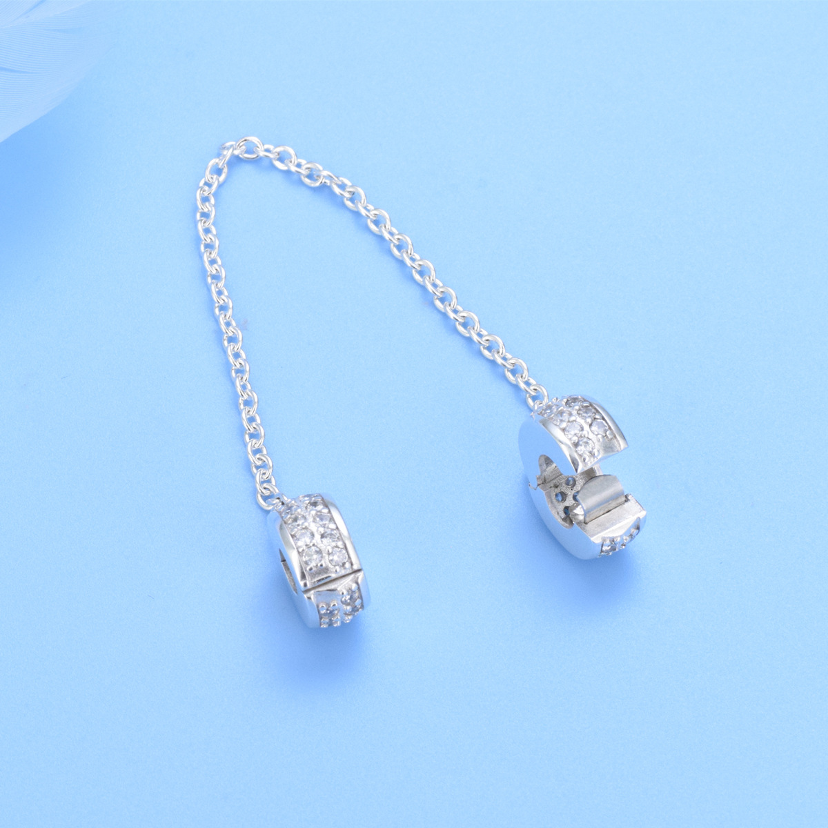 S925 sterling silver bead DIY pendant safety chain - Image 4