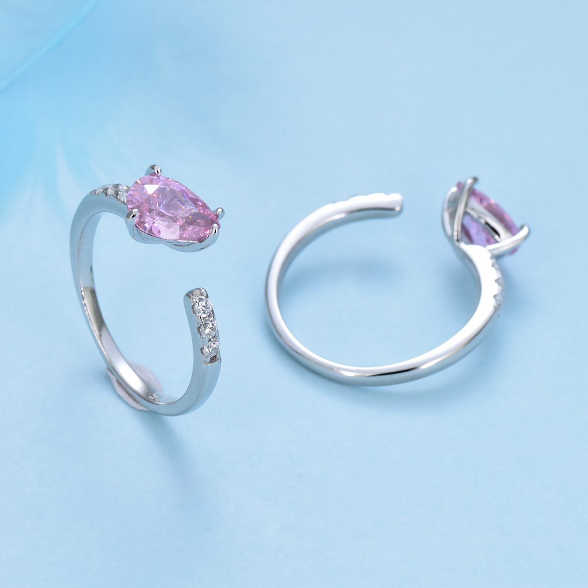 S925 sterling silver ring pink zircon ring for women - Image 4