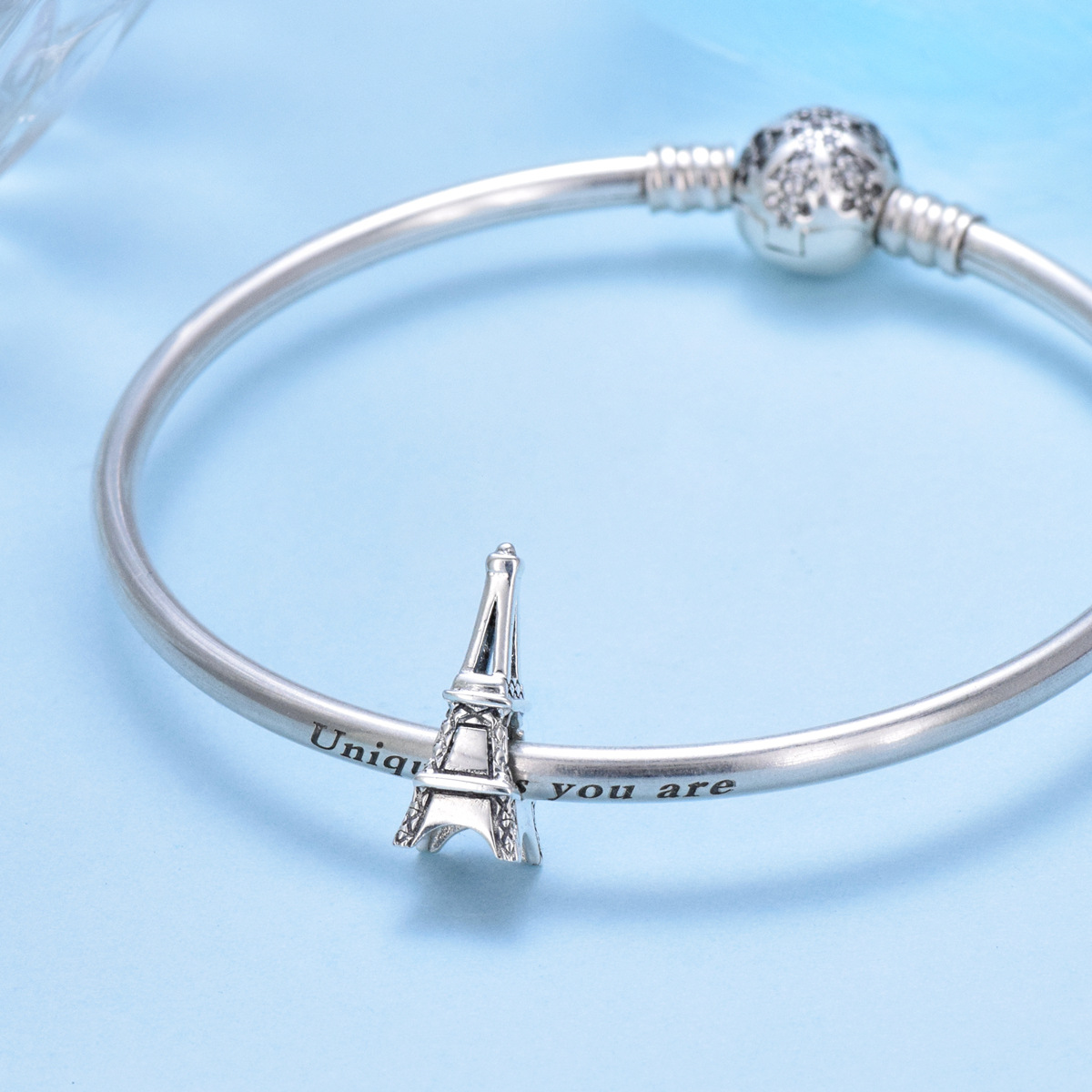 S925 sterling silver bead DIY pendant iron tower - Image 4