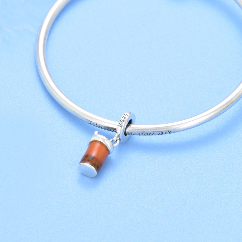 S925 sterling silver bead DIY pendant milk tea - Image 2