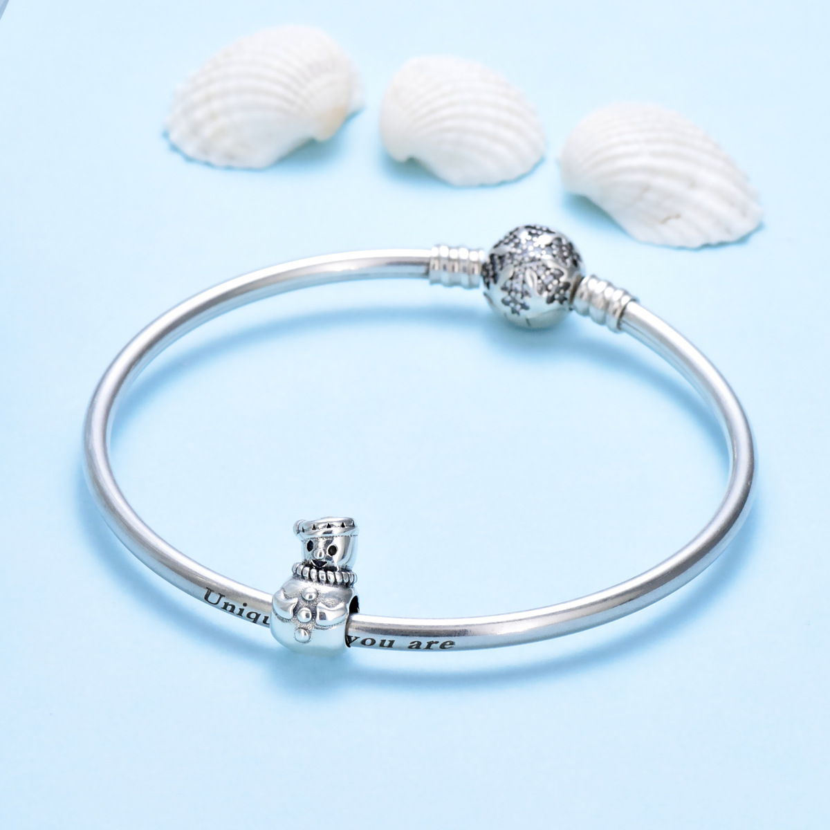 S925 sterling silver bead DIY pendant snowman - Image 4