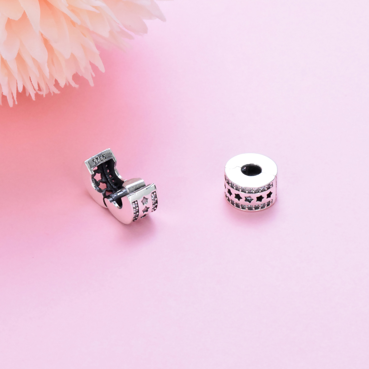 S925 sterling silver bead DIY pendant star fixing buckle - Image 4