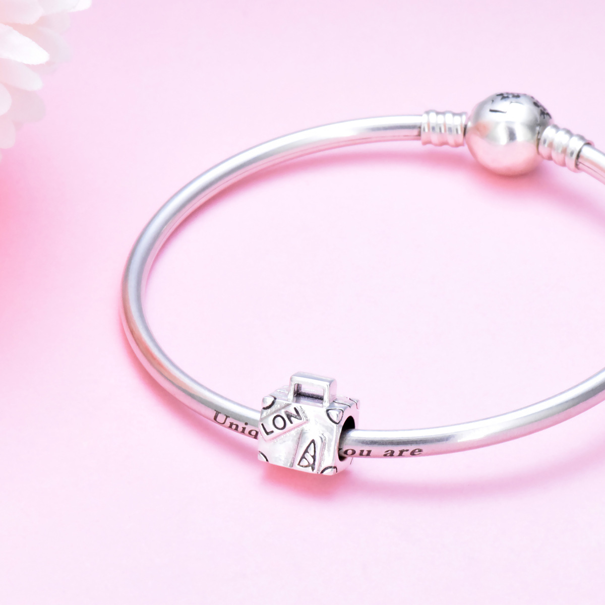 S925 pure silver bead DIY hanging travel suitcase - Image 4