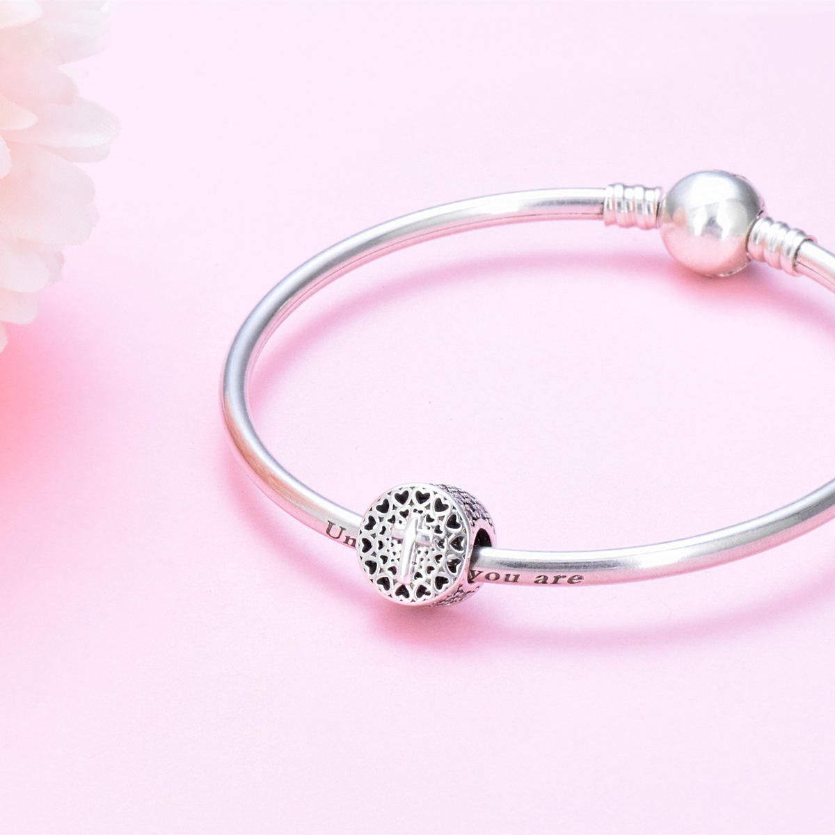 S925 sterling silver bead DIY pendant cross - Image 4