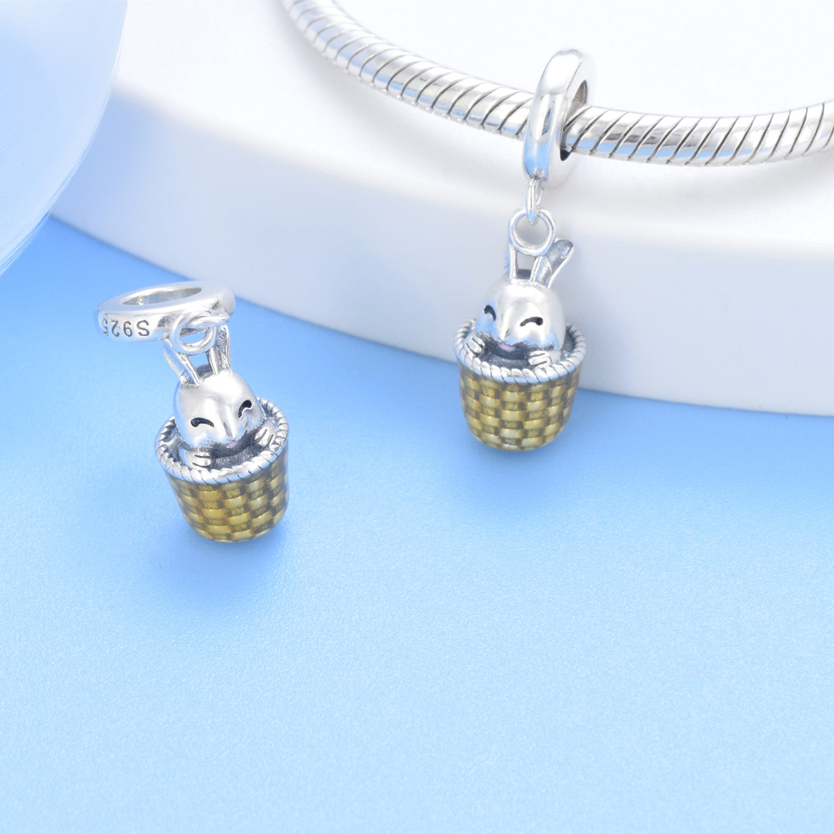 S925 sterling silver bead DIY pendant bunny - Image 4