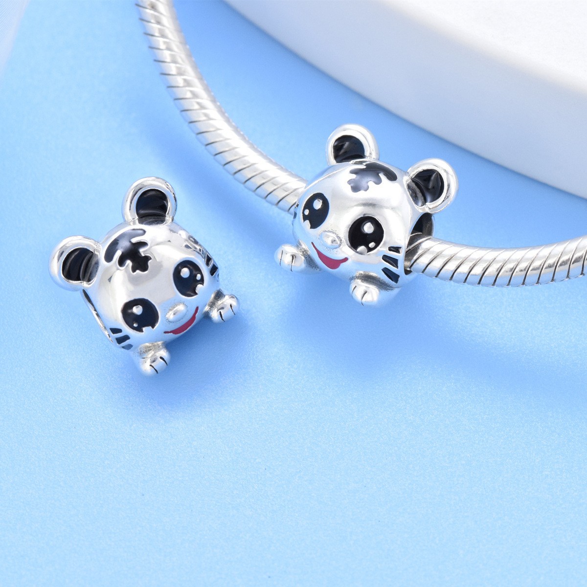 S925 Pure Silver Bead DIY Pendant Little Tiger - Image 4