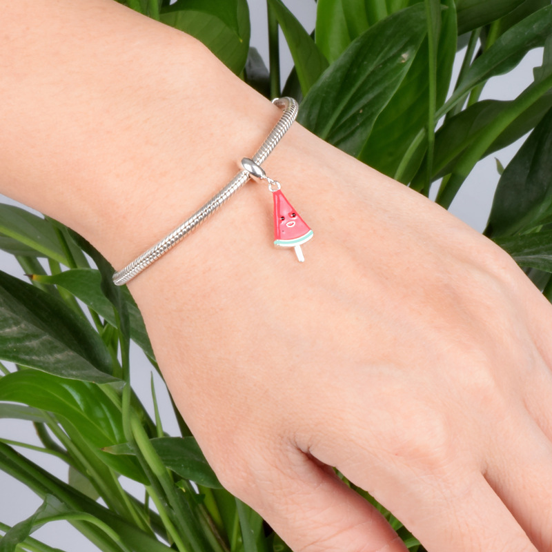S925 sterling silver bead DIY pendant watermelon ice cream - Image 4