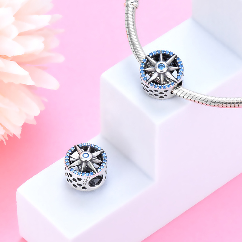 S925 sterling silver bead DIY pendant compass - Image 4