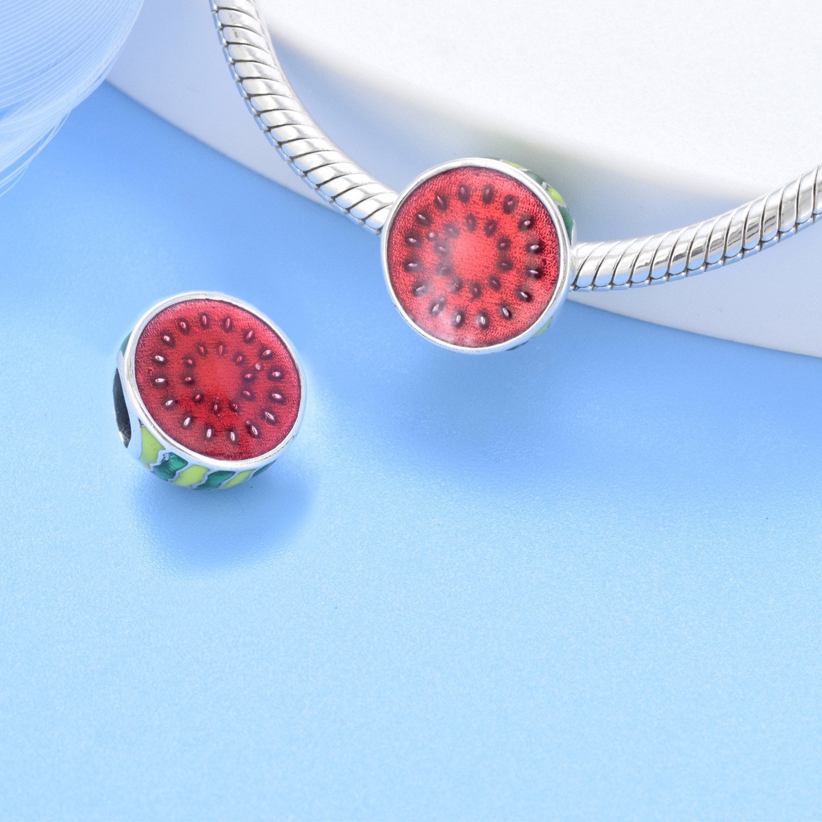 S925 sterling silver bead DIY pendant watermelon - Image 4