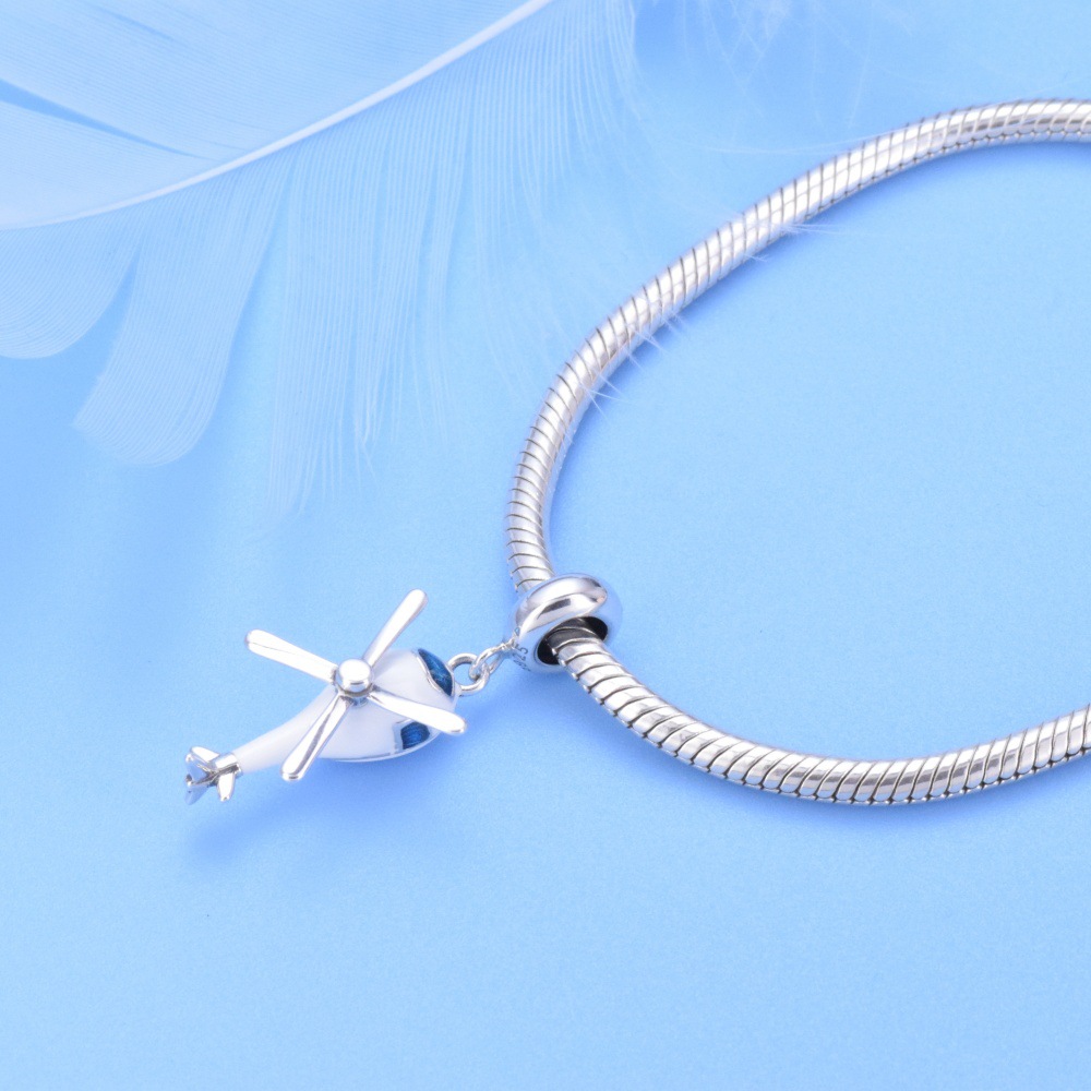 S925 sterling silver bead DIY pendant helicopter - Image 4