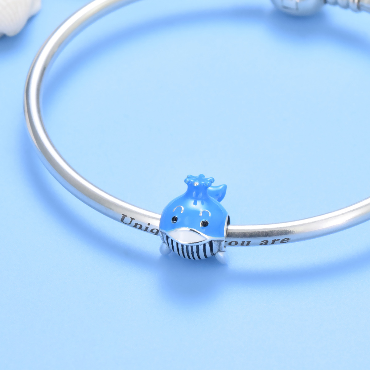 S925 Pure Silver Bead DIY Pendant Little Whale - Image 4