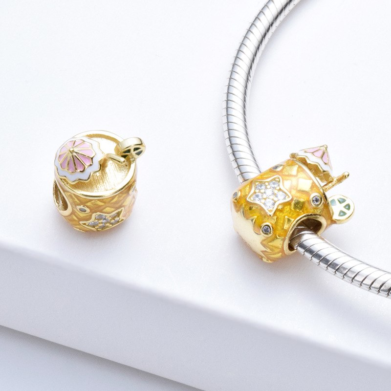 S925 sterling silver bead DIY pendant pineapple cup - Image 4