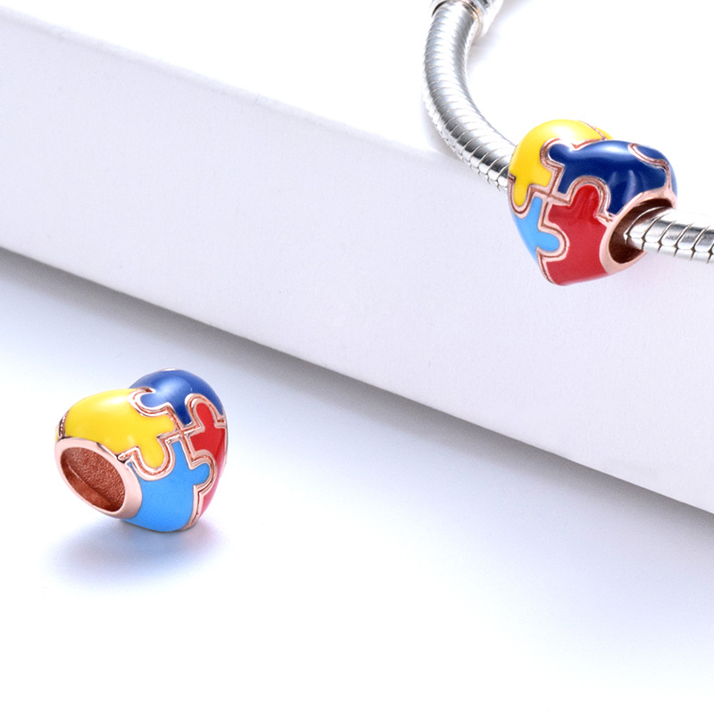 S925 Pure Silver Bead DIY Pendant Love Puzzle - Image 4