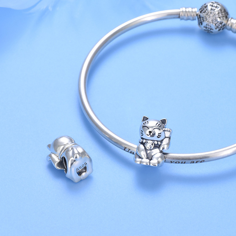 S925 sterling silver bead DIY pendant for lucky cats - Image 4