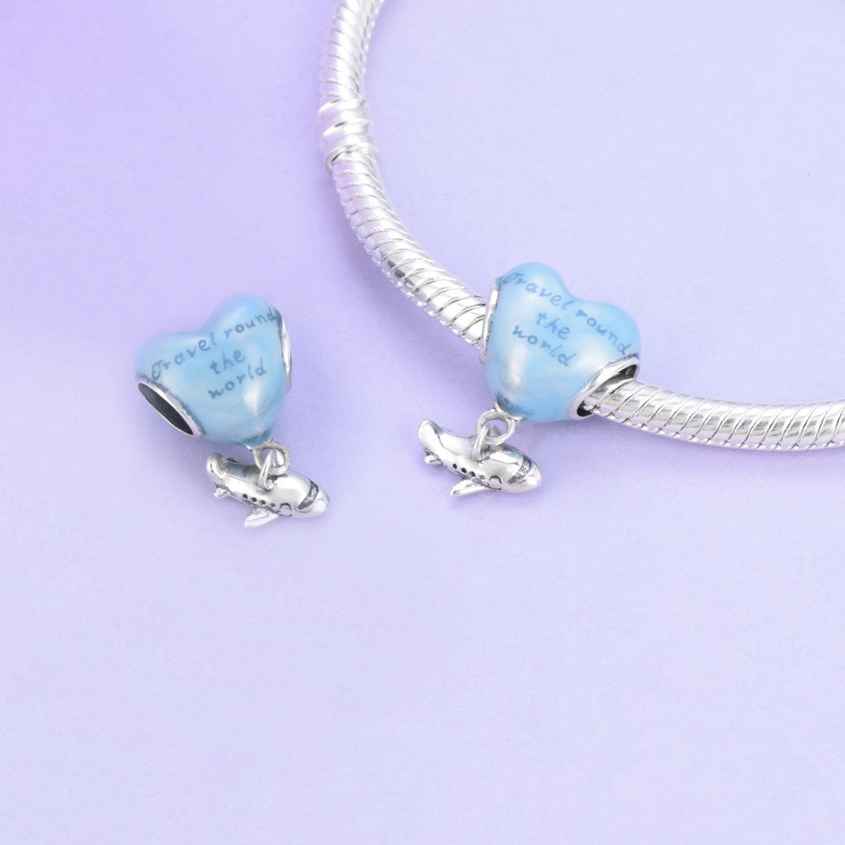 S925 sterling silver beaded DIY small airplane pendant - Image 4