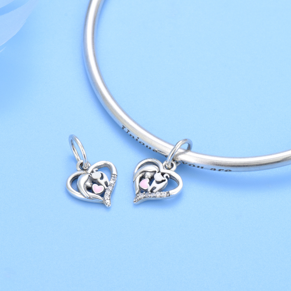 S925 Sterling Silver Beaded DIY Kitten Pendant - Image 4