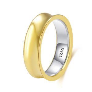 S925 sterling silver two-color couple ring gold plated