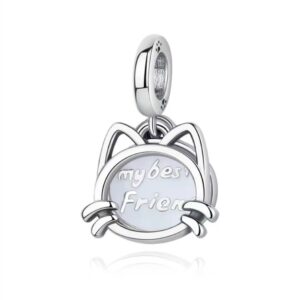 S925 sterling silver beaded DIY pendant kitten