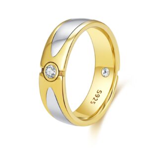 S925 sterling silver two-color couple ring gold process