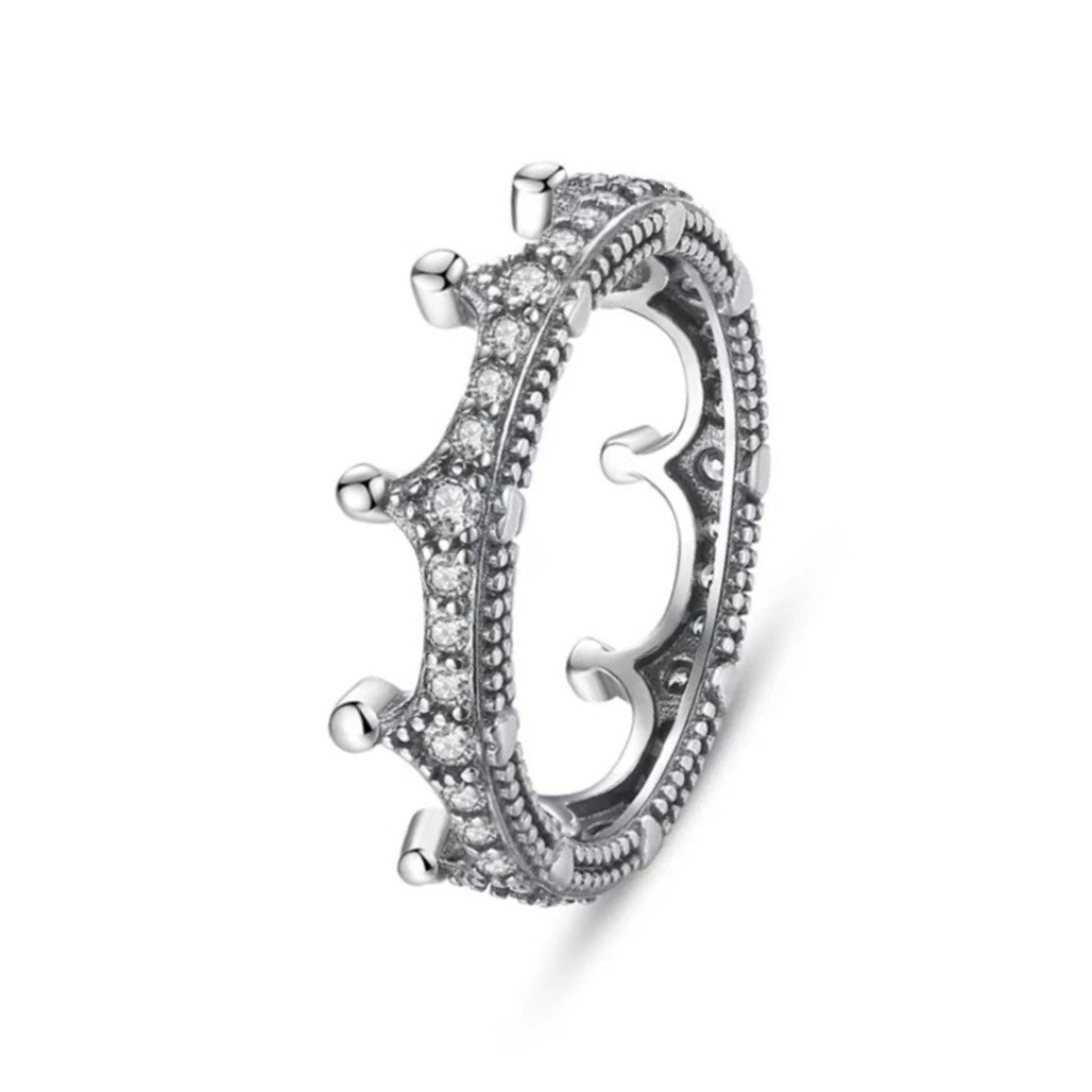 S925 sterling silver crown couple rings - Image 3