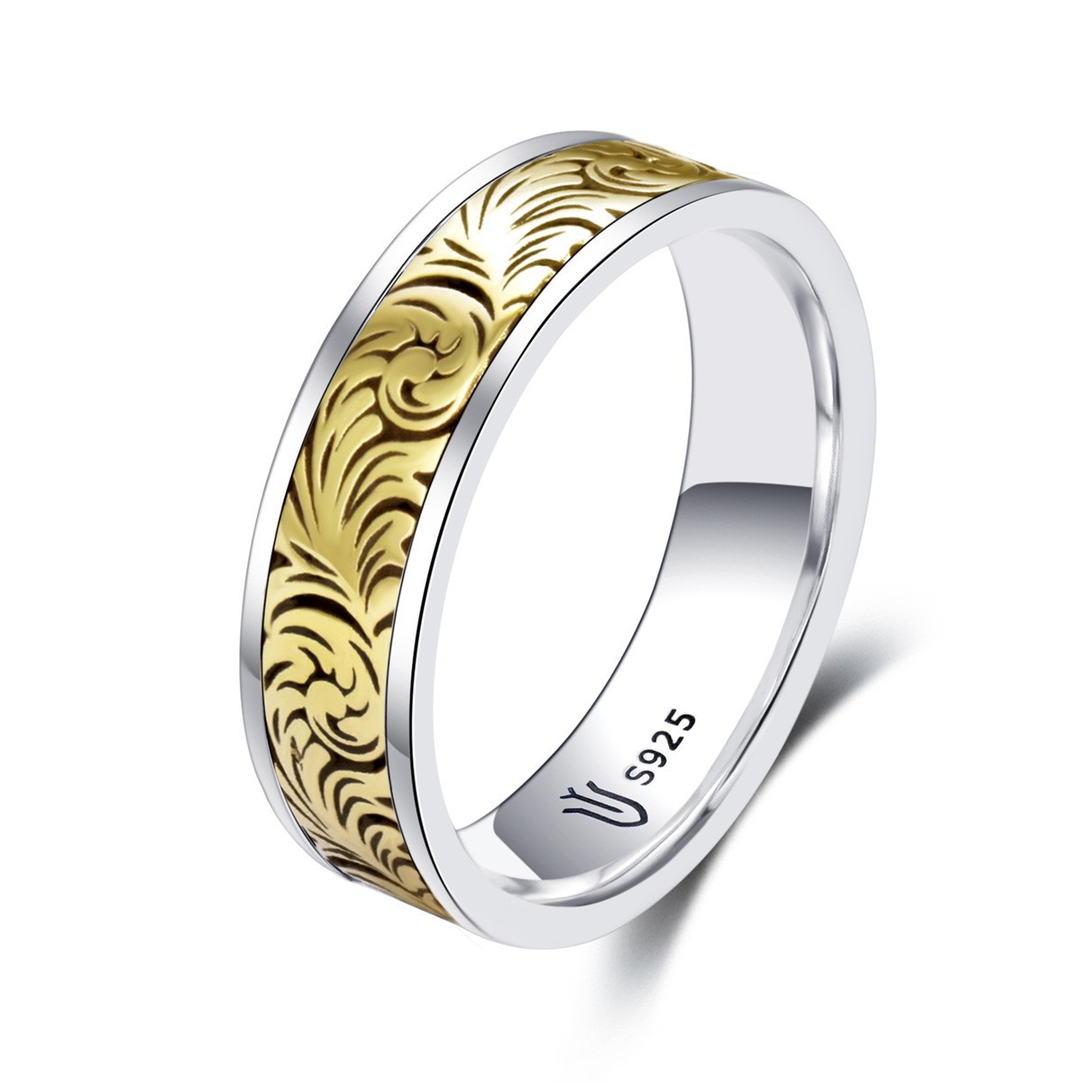 S925 sterling silver couple ring gold craft unisex