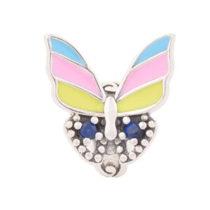 S925 sterling silver bead DIY pendant with colorful butterfly