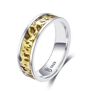 S925 sterling silver couple ring gilt gold craft unisex