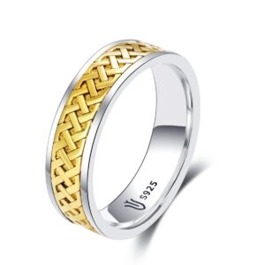 S925 sterling silver couple ring gold craft unisex