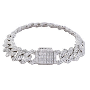 Hip Hop Cuban Chain Copper Inlaid Zircon 13mm Pink Diamond Single Row Tennis Chain Bracelet