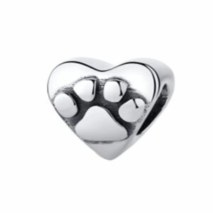 S925 sterling silver beaded DIY pendant love paw print