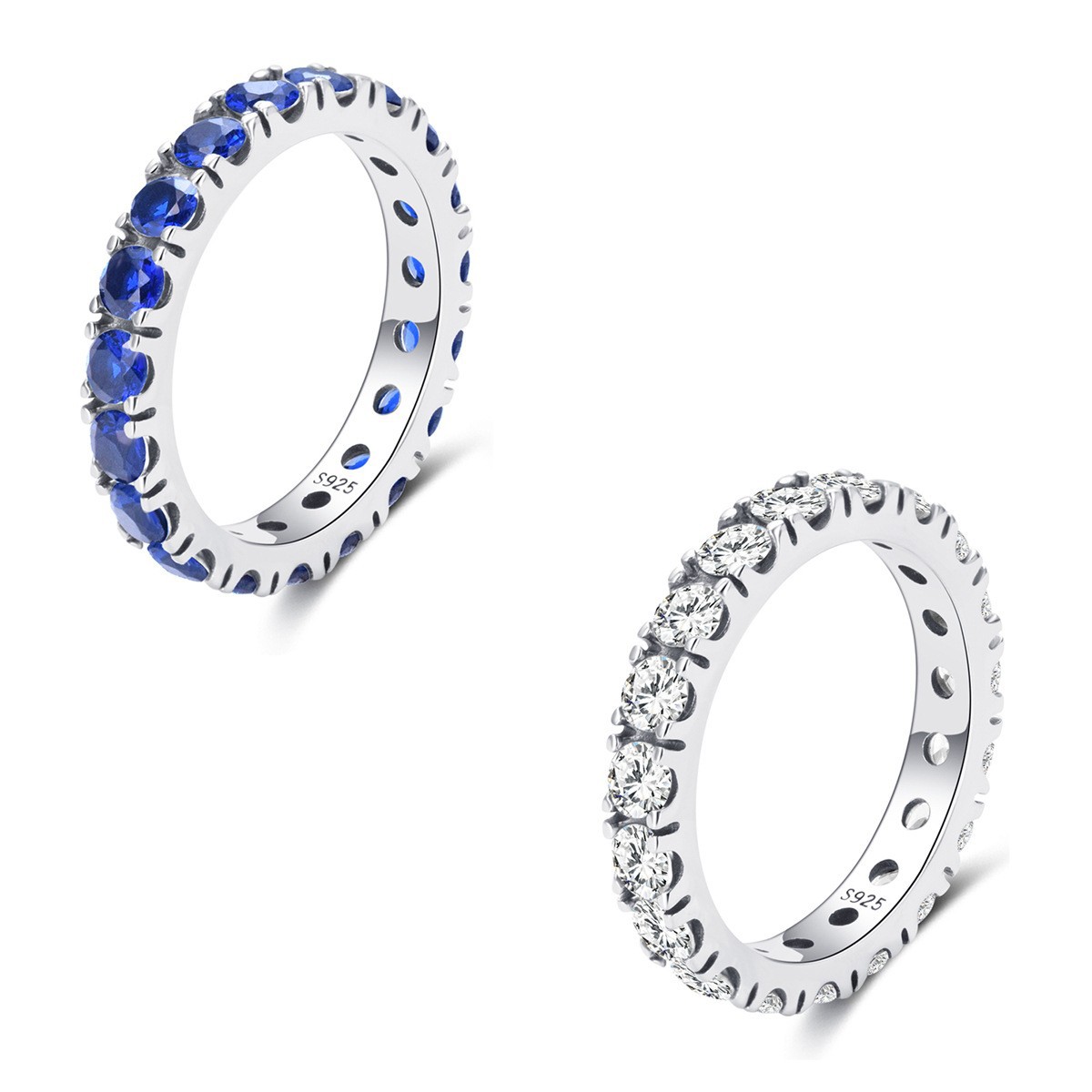 S925 sterling silver female ring set with diamond zircon