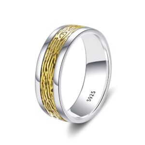 S925 sterling silver two-tone couple ring