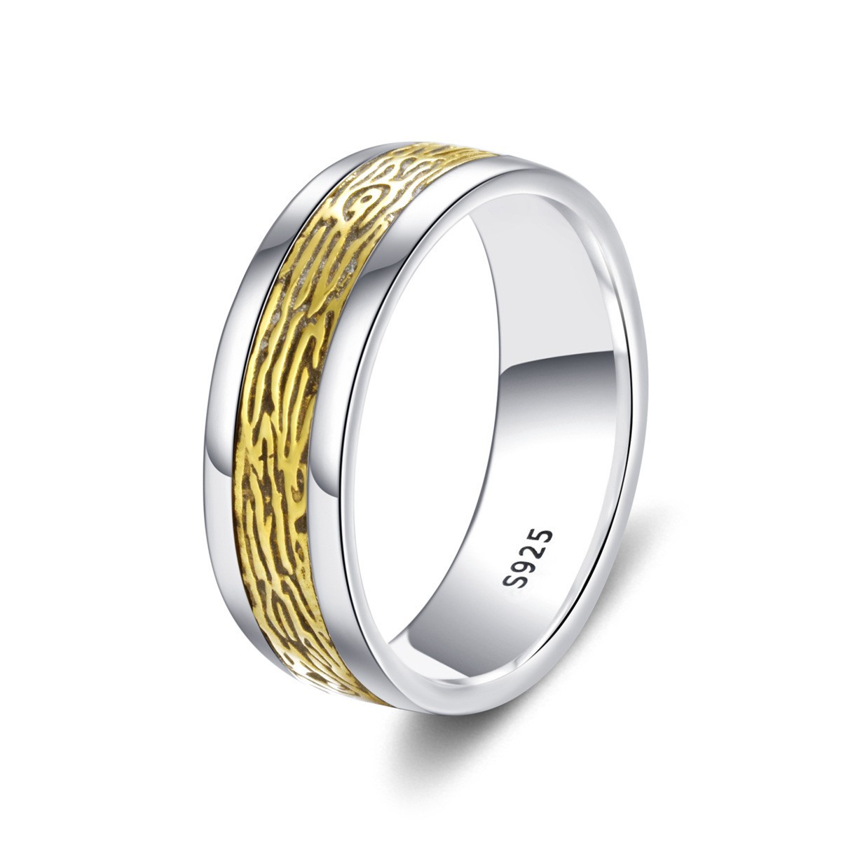 S925 sterling silver two-tone couple ring