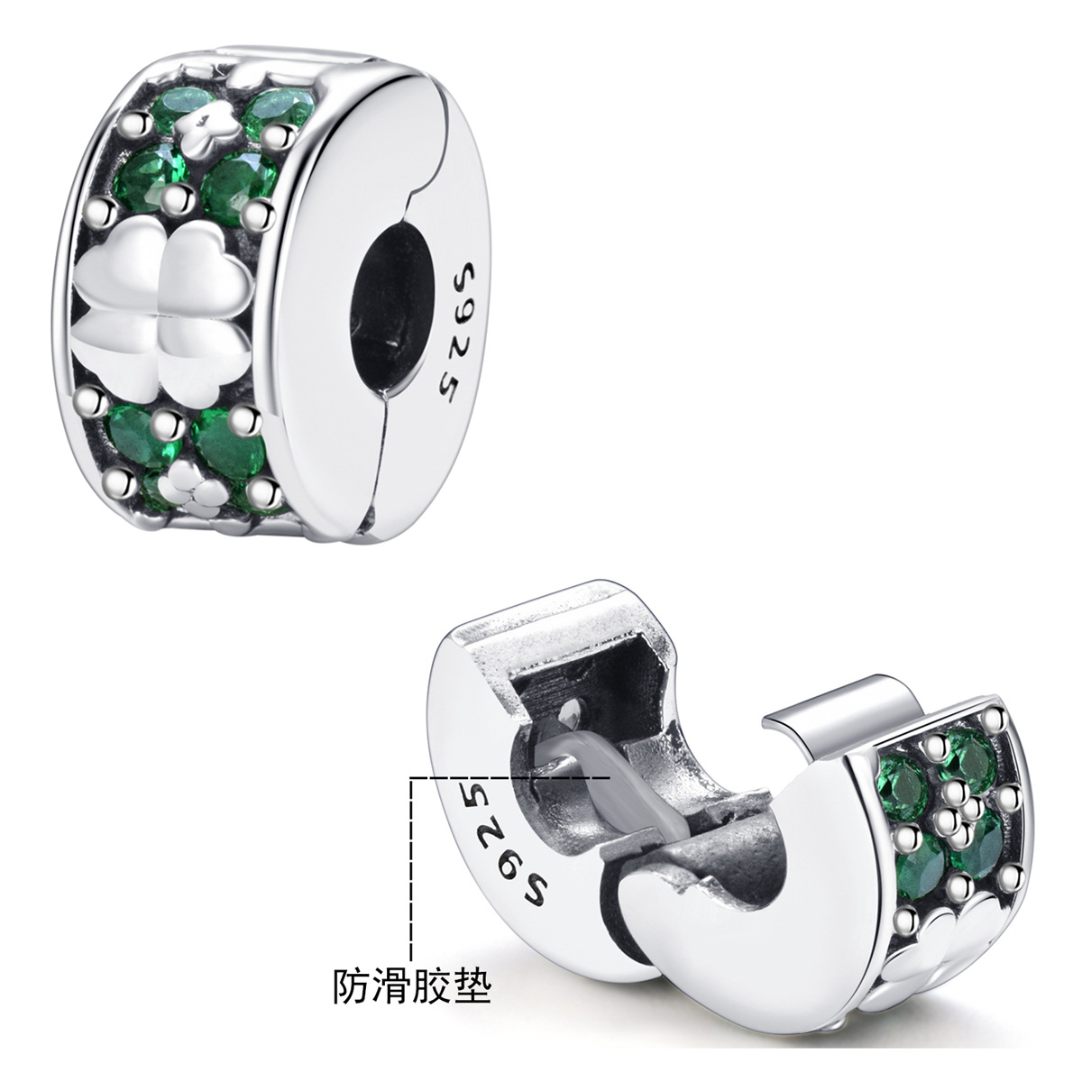 S925 Sterling Silver Beaded DIY Pendant Retaining Clip - Image 5