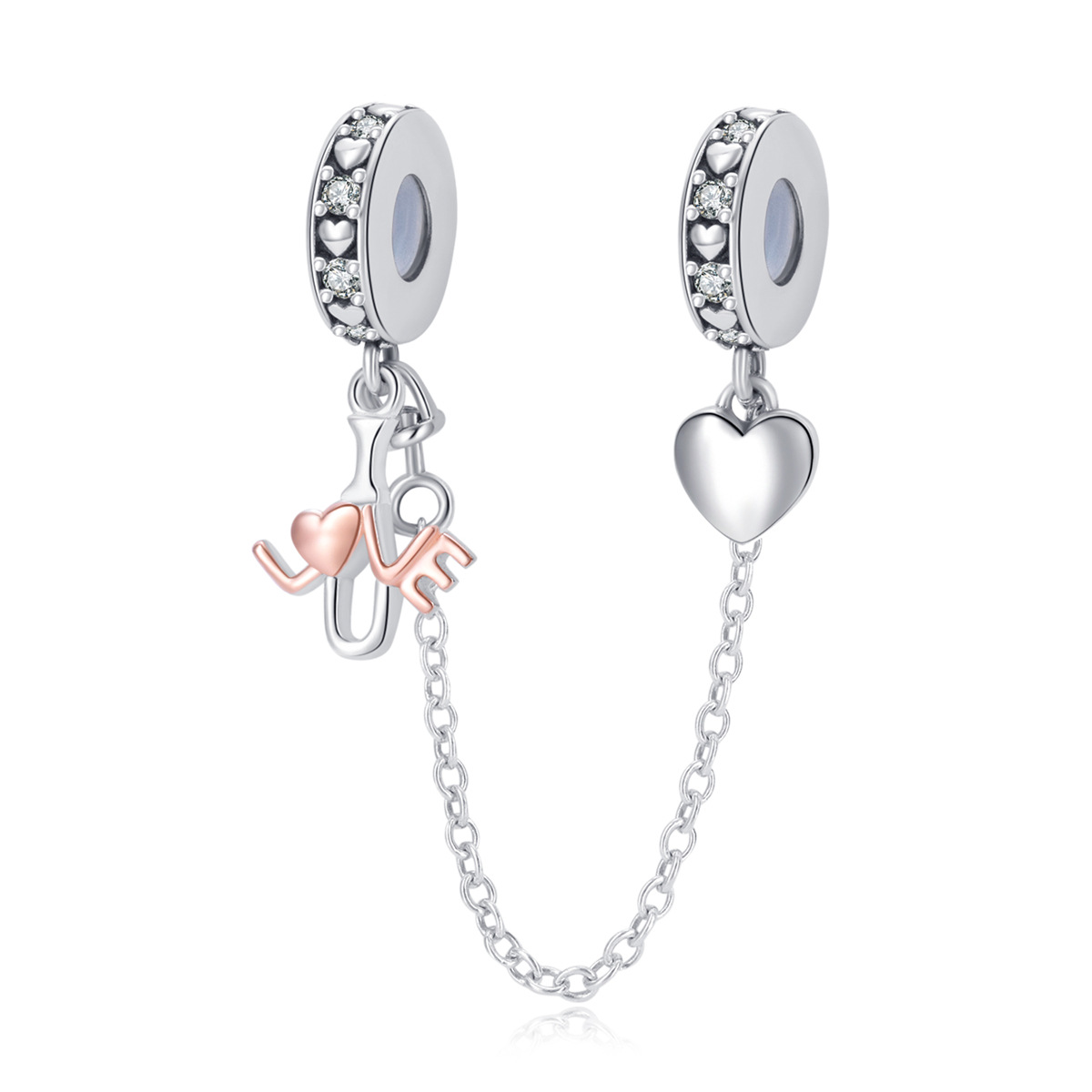 S925 Sterling Silver Beaded DIY Pendant Safety Chain - Image 2