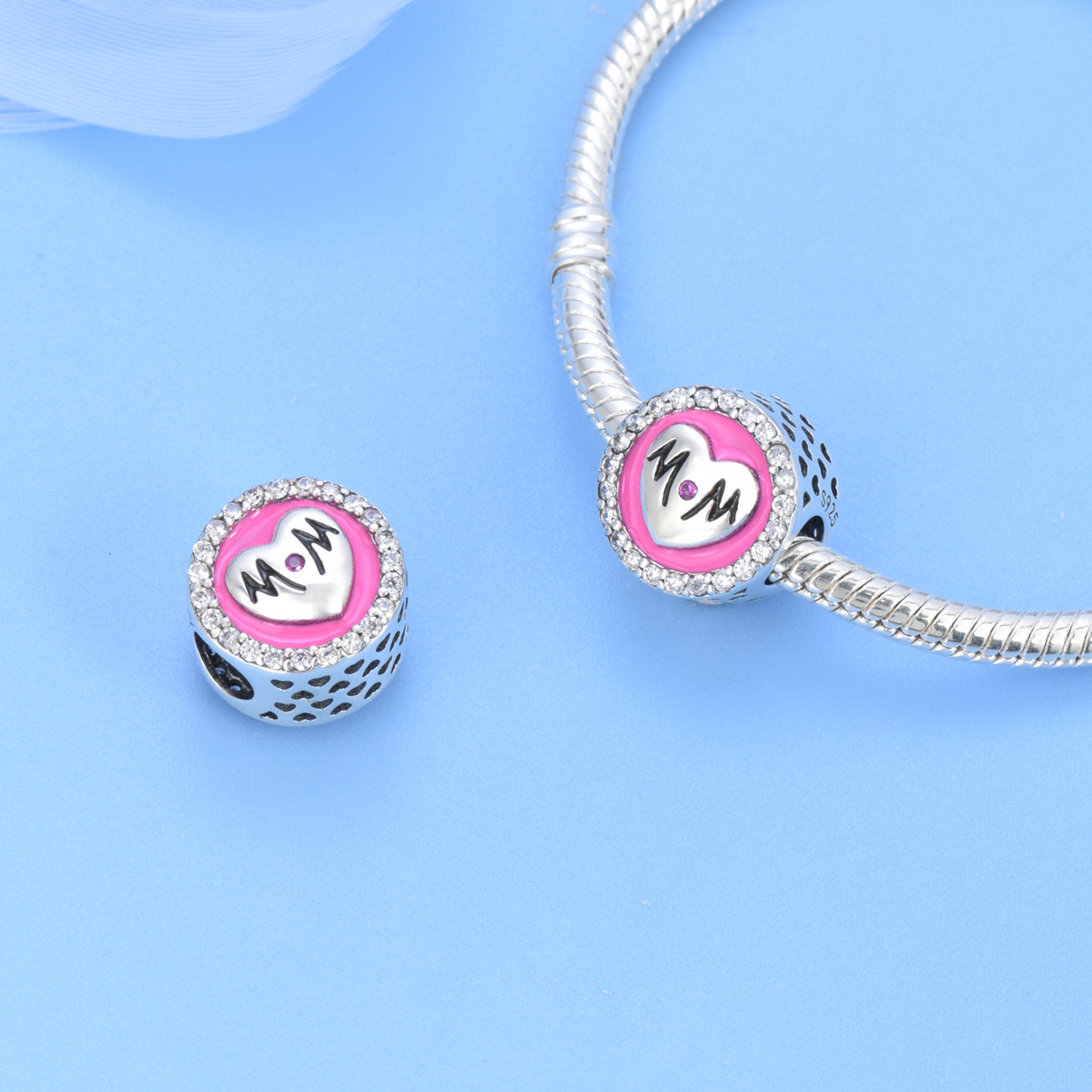 S925 sterling silver beaded DIY pendant - Image 5