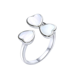 S925 silver natural shell ring heart fashion ring opening adjustable