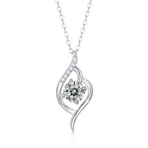 1 Carat Water Drop Necklace S925 Sterling Silver Round Moissanite Diamond Necklace
