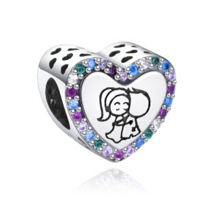 S925 sterling silver beaded DIY pendant love brother and sister