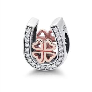 S925 sterling silver bead DIY pendant with four leaf flower