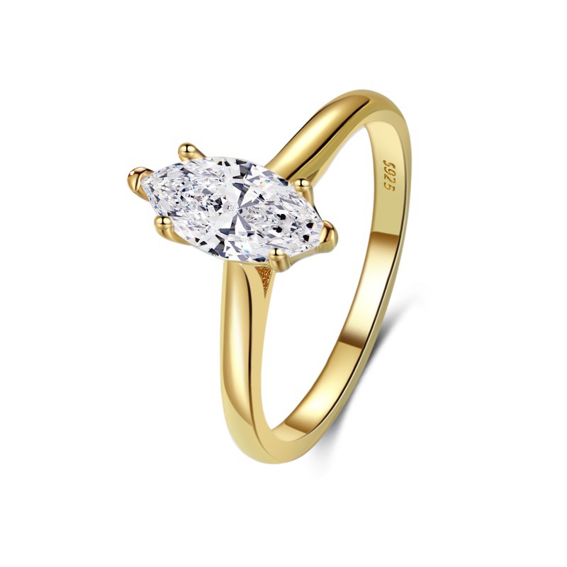 S925 sterling silver women's ring six prongs pear-shaped zircon ring - Image 2